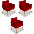 Kit 3 Poltrona Para Sala Decorativa Escritorio Nina Vermelha