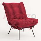 Kit 3 Poltronas Costela Industrial Ferro Suede Vermelho