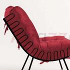 Kit 3 Poltronas Costela Industrial Ferro Suede Vermelho