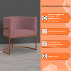 Kit 3 Poltronas Decorativa Luana Base Bronze Veludo Rosê - Mo