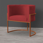 Kit 3 Poltronas Decorativa Luana Base Bronze Veludo Vermelho