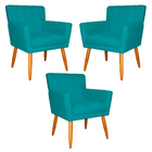Kit 3 Poltronas Decorativa Para Sala De Estar Cecília Suede A