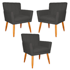 Kit 3 Poltronas Decorativa Para Sala De Estar Cecília Suede C
