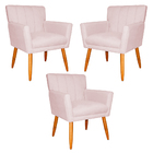 Kit 3 Poltronas Decorativa Para Sala De Estar Cecília Suede R