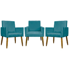 Kit 3 Poltronas Decorativa Para Sala Recepção Consultório Esc
