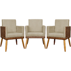 Kit 3 Poltronas Decorativa Para Sala Recepção Escritório Cons