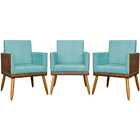 Kit 3 Poltronas Decorativa Para Sala Recepção Escritório Cons