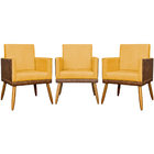 Kit 3 Poltronas Decorativa Para Sala Recepção Escritório Cons