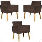 Kit 3 Poltronas Decorativa Para Sala Recepção Escritório Nina