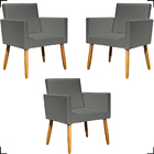 Kit 3 Poltronas Decorativa Para Sala Recepção Escritório Nina
