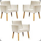 Kit 3 Poltronas Decorativa Para Sala Recepção Escritório Nina