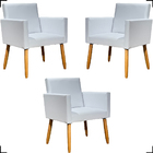 Kit 3 Poltronas Decorativa Para Sala Recepção Escritório Nina
