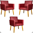 Kit 3 Poltronas Decorativa Para Sala Recepção Escritório Nina