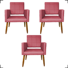 Kit 3 Poltronas Decorativas Confortáveis Para Sala Isa Suede
