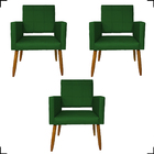 Kit 3 Poltronas Decorativas Confortáveis Para Sala Isa Suede