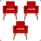 Kit 3 Poltronas Decorativas Confortáveis Para Sala Isa Suede