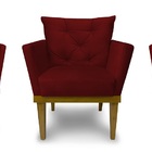 Kit 3 Poltronas Decorativas Julia Suede Vinho - Meu Lar Decor