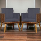 Kit 3 Poltronas Decorativas Lis Corino E Linho Cores Pé Palit