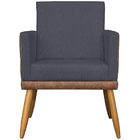 Kit 3 Poltronas Decorativas Lis Corino E Linho Cores Pé Palit