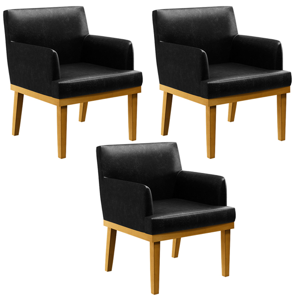 Kit 3 Poltronas Decorativas Para Sala De Estar E Recepção Bea