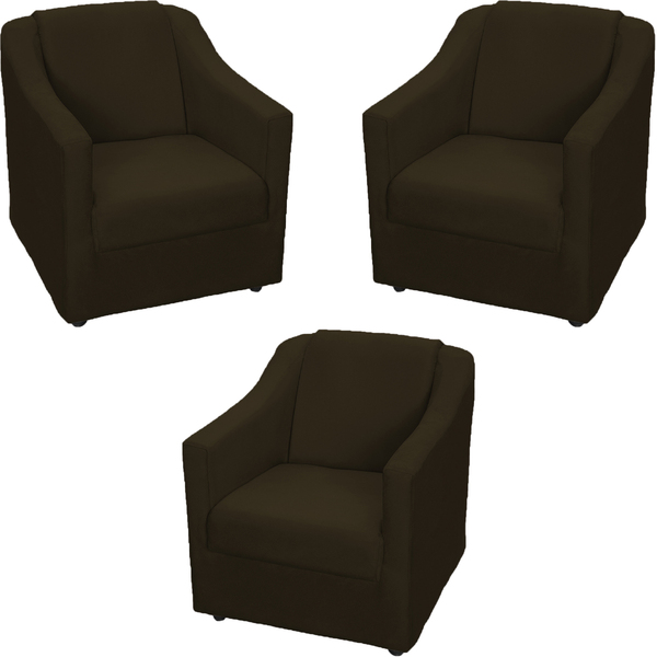 Kit 3 Poltronas Decorativas Para Sala Recepção Consultório Ma