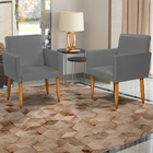 Kit 3 Poltronas Decorativas Reforçadas Para Sala Nina Suede C
