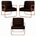 Kit 3 Poltronas Decorativas Sala De Estar Base De Ferro Mali