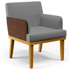 Kit 3 Poltronas Decorativas Sala Estar Beatriz W01 Linho Cinz