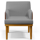 Kit 3 Poltronas Decorativas Sala Estar Beatriz W01 Linho Cinz