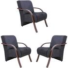 Kit 3 Poltronas Decorativas Santa Rita Sued Cinza Grafite