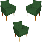 Kit 3 Poltronas Para Sala Recepção Consultório Nina Com Base