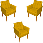 Kit 3 Poltronas Para Sala Recepção Consultório Nina Com Base