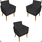 Kit 3 Poltronas Para Sala Recepção Consultório Nina Com Base