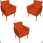 Kit 3 Poltronas Para Sala Recepção Consultório Nina Com Base