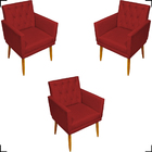 Kit 3 Poltronas Para Sala Recepção Consultório Nina Com Base