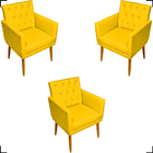 Kit 3 Poltronas Para Sala Recepção Consultório Nina Com Base