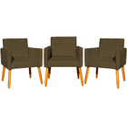 Kit 3 Poltronas Para Sala Recepção Consultório Nina Suede Mar