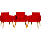 Kit 3 Poltronas Para Sala Recepção Consultório Nina Suede Ver