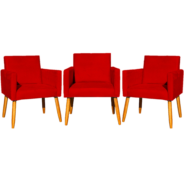 Kit 3 Poltronas Para Sala Recepção Consultório Nina Suede Ver