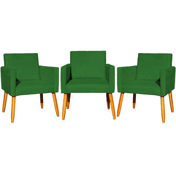 Kit 3 Poltronas Para Sala Recepção Consultório Nina Suede Ver