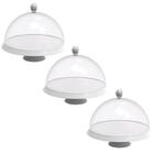 Kit 3 Porta Bolos 25cm Branco Com Cúpula E Pé Bubble Crippa T