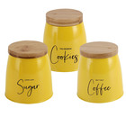 Kit 3 Porta Condimentos Coffee Sugar Cookies Branco/amarelo A
