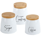Kit 3 Porta Condimentos Coffee Sugar Cookies Branco/amarelo B