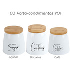 Kit 3 Porta Condimentos Coffee Sugar Cookies Branco/amarelo B