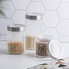 Kit 3 Porta Mantimentos De Vidro Sydney Lyor 870ml E 1,2l Pot