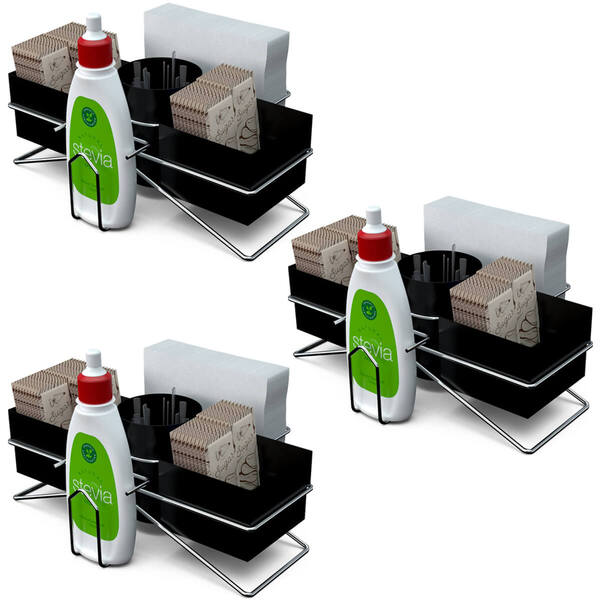 Kit 3 Porta Sachês De Mesa Açúcar Guardanapo Adoçante Mexedor