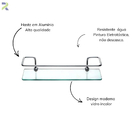 Kit 3 Porta Shampoo De Alumínio Com Base De Vidro Reto 50cm