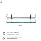 Kit 3 Porta Shampoo Reto Para Banheiro Com Vidro 6mm Incolor