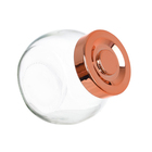 Kit 3 Porta Temperos Em Vidro Com Tampa Metálica Rosê Gold 17