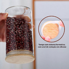 Kit 3 Potes Borossilicato Hermético Tampa Bambu 1800ml Class